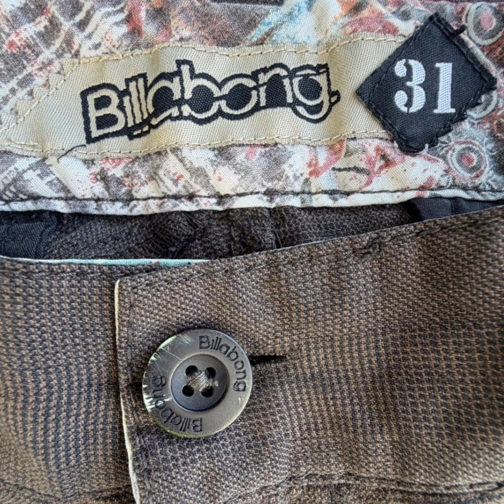 Y2KBillabong Mens Brown Textured Walk Shorts Size 31 Embroidered Logo Surf